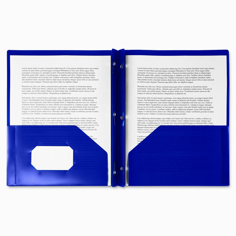 Winnable 2 Pocket Poly Report Cover - Letter - 8 1/2" x 11 1/2" Sheet Size - 3 Fastener(s) - 2 Internal Pocket(s) - Poly - Dark Blue - 1 Each