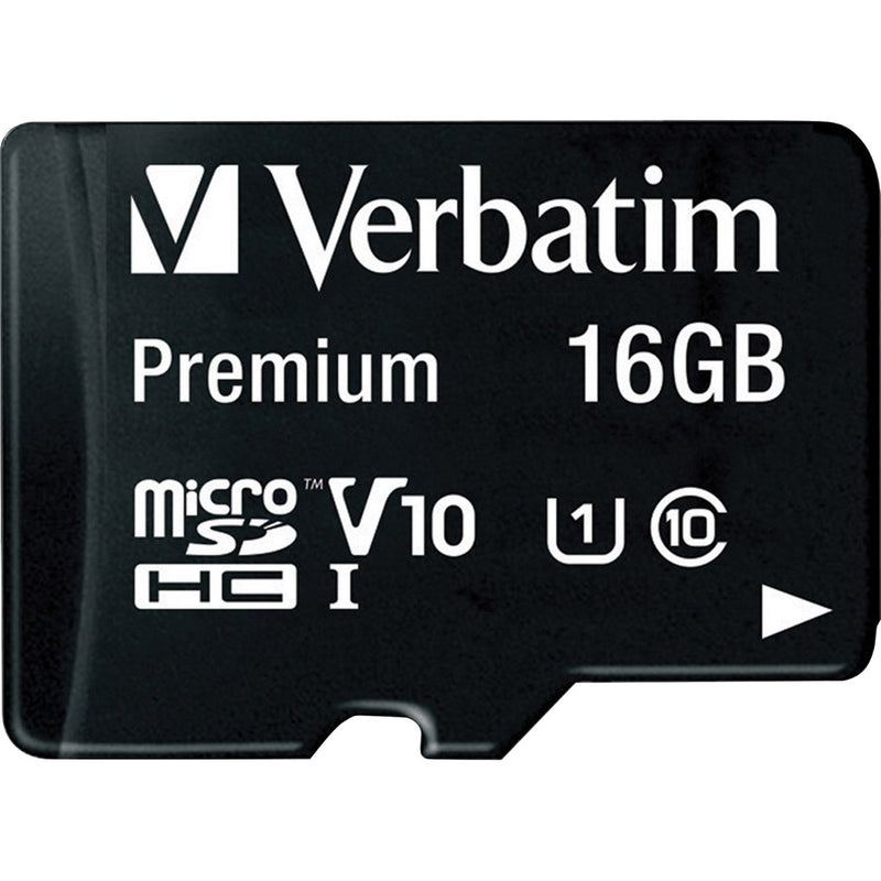 Verbatim 16GB Premium microSDHC Memory Card with Adapter, UHS-I V10 U1 Class 10 - The Supply Room