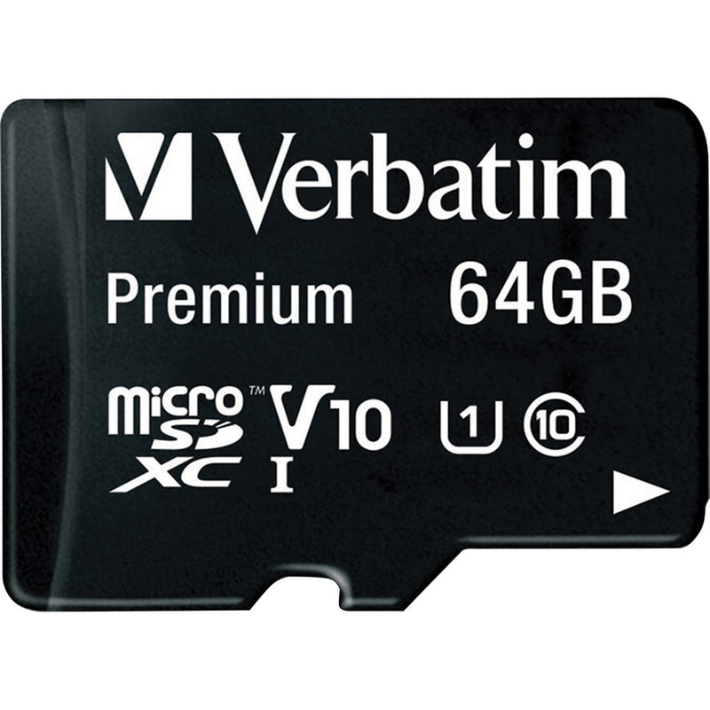 Verbatim 64GB Premium microSDXC Memory Card with Adapter, UHS-I V10 U1 Class 10