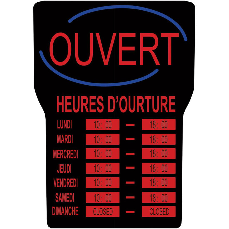 Royal Sovereign LED Open with Business Hours Sign French - The Supply Room