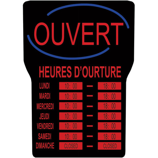 Royal Sovereign LED Open with Business Hours Sign French - The Supply Room