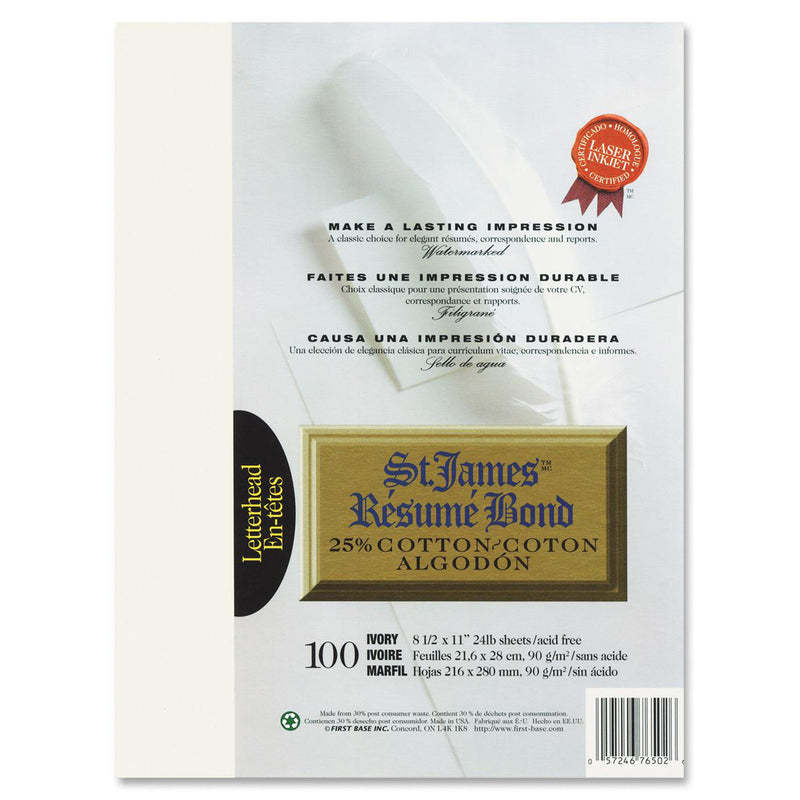 St. James&reg; Laser, Inkjet Copy & Multipurpose Paper - 0% Recycled - The Supply Room