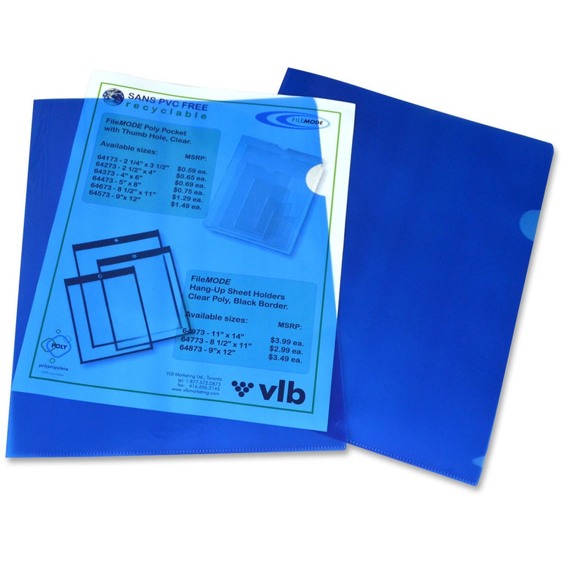 Filemode Letter Size Poly View Folders - Letter - 8 1/2" x 11" Sheet Size - Polypropylene - Blue - 10 / Pack