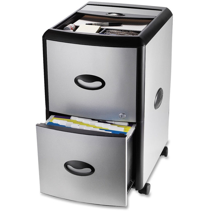 Storex 2-Drawer Metal/Plastic Filing Cabinet w/ Lid