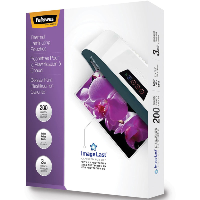 Fellowes Thermal Laminating Pouches - ImageLast&trade;, Jam Free, Letter, 3mil, 200 pack - The Supply Room