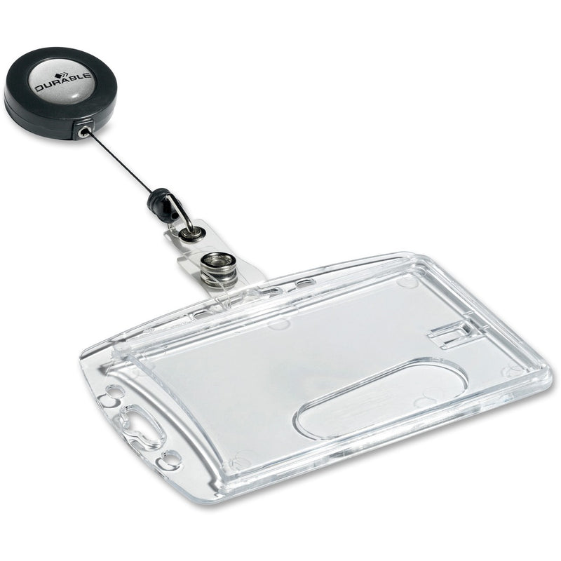 DURABLE Badge Reel Shell-Style ID Card Holder - Acrylic - 10 / Box