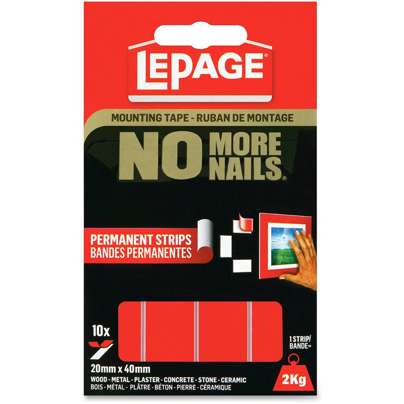 LePage No More Nails Mounting Tape Permanent Strips - The Supply Room