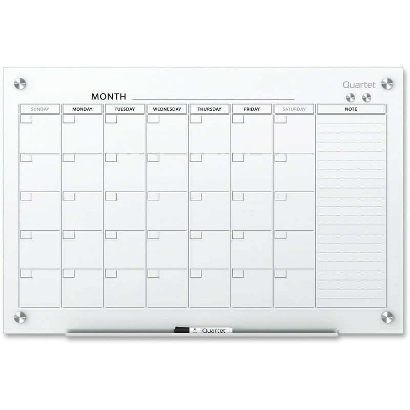 Quartet Infinity Magnetic Glass Dry-Erase Calendar Board - 3' x 2' - The Supply Room