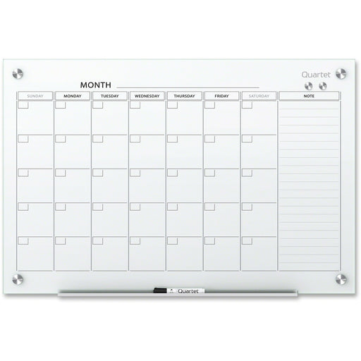 Quartet Infinity Magnetic Glass Dry-Erase Calendar Board - 3' x 2' - The Supply Room