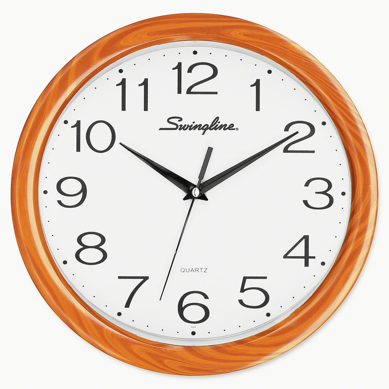 Swingline 12" Woodgrain Round Wall Clock - The Supply Room