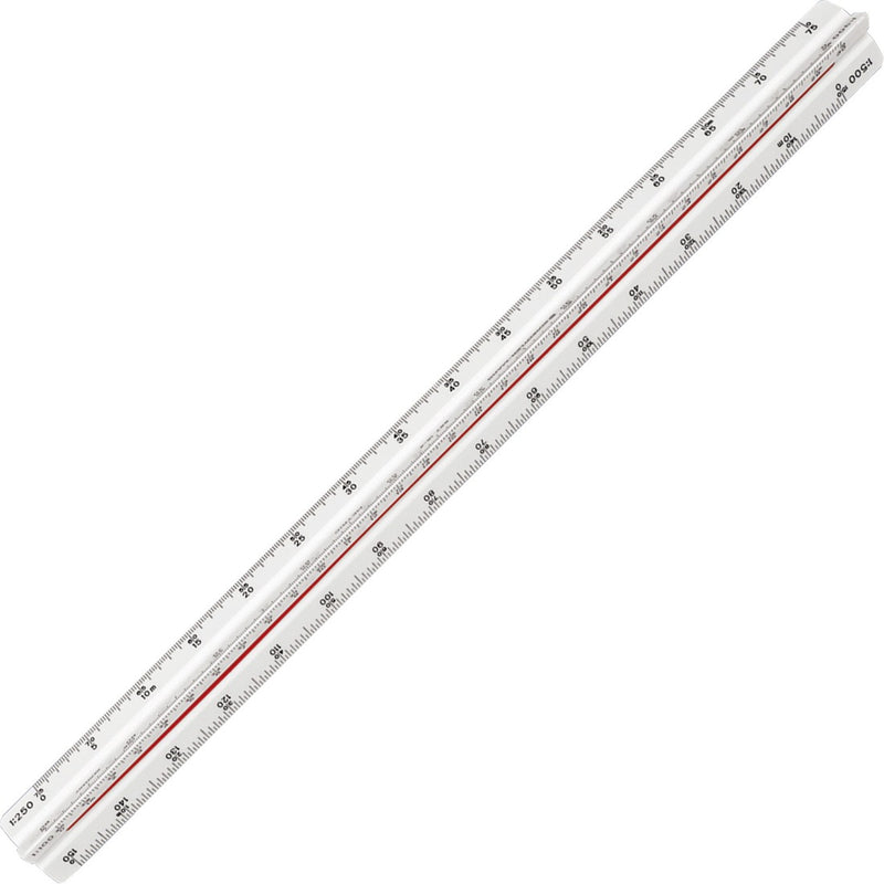 Staedtler Mars Triangular Scale - 1/100, 1/200, 1/250, 1/300, 1/400, 1/500 Graduations - Metric Measuring System - Solid Plastic - White - 1 Each (98718-4BK)