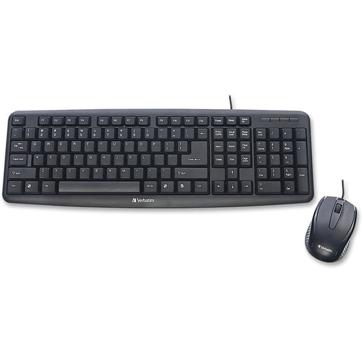 Verbatim Slimline Corded USB Keyboard and Mouse-Black - The Supply Room