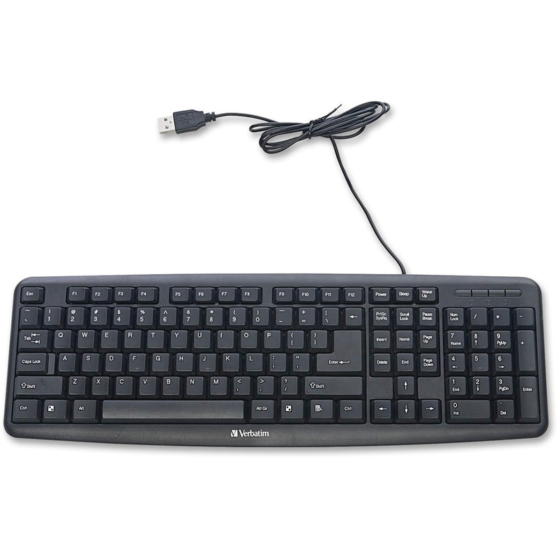 Verbatim Slimline Corded USB Keyboard - Black - The Supply Room