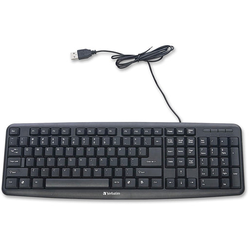 Verbatim Slimline Corded USB Keyboard - Black - The Supply Room