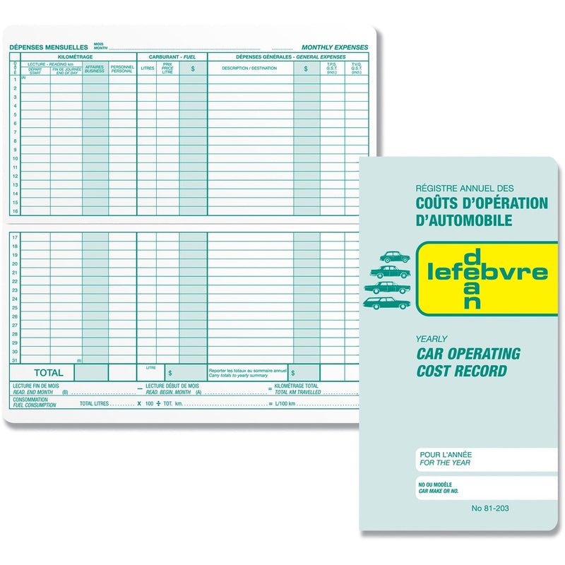 Dean & Fils Car Operating Cost Record - The Supply Room