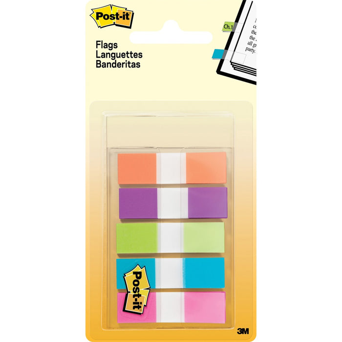 Post-it&reg; 1/2"W Flags in On-the-Go Dispenser - Bright Colors