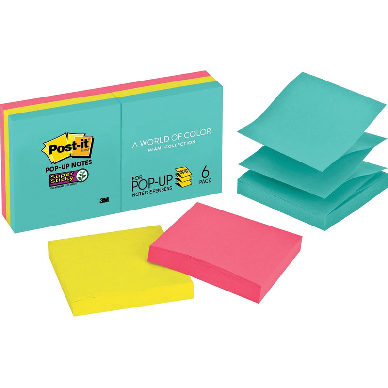 Post-it&reg; Super Sticky Pop-up Notes - Miami Color Collection - The Supply Room