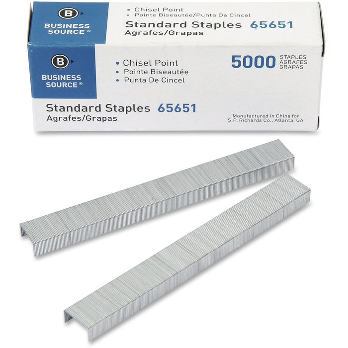 Business Source Chisel Point Standard Staples 5 / Pack