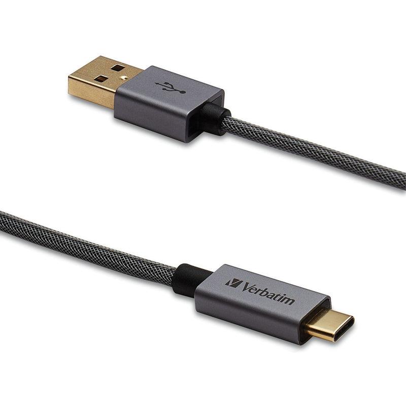 Verbatim USB-C to USB-A Cable - 47 in. Braided Black - The Supply Room