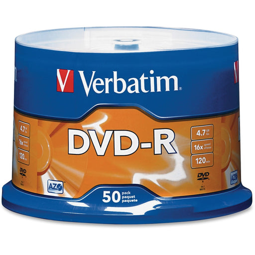 Verbatim AZO DVD-R 4.7GB 16X with Branded Surface - 50pk Spindle - The Supply Room