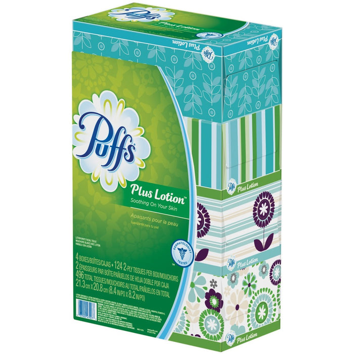 Puffs Plus Lotion - 2 Ply - Extra Soft, Moist - For Nose, Skin - 124 Quantity Per Box - 4 Box
