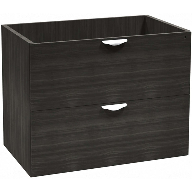 Heartwood Innovations Grey Dusk Laminate Desking - 35.5" x 21.8" x 28" , 0.5" Side Panel - File Drawer(s) - Material: Vinyl Side, Aluminum Handle - Finish: Gray Dusk, Black Side