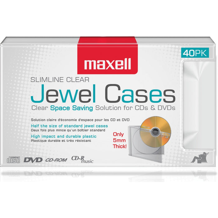 Maxell Jewel Cases Slim Line - Clear (40 Pack)