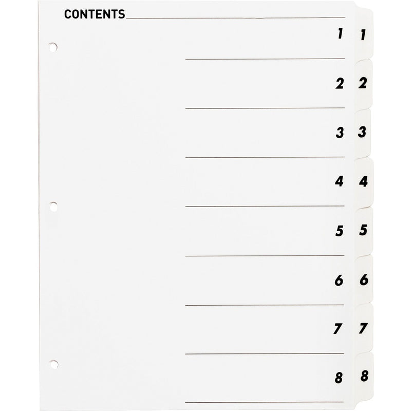 Business Source Table of Content Quick Index Dividers - 8 Tab(s)/Set