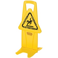 Rubbermaid Commercial Stable Safety Sign with Tri-Lingual "Caution" Imprint