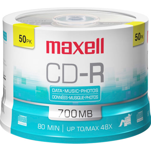 Maxell CD Recordable Media - CD-R - 48x - 700 MB - 50 Pack Spindle - The Supply Room