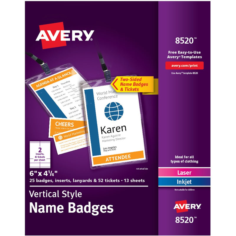 Avery&reg; Vertical Name Badges with Durable Plastic Holders and Lanyards