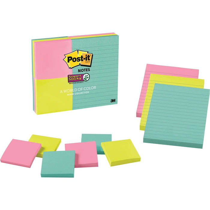 Post-it&reg; Super Sticky Notes - Miami Color Collection