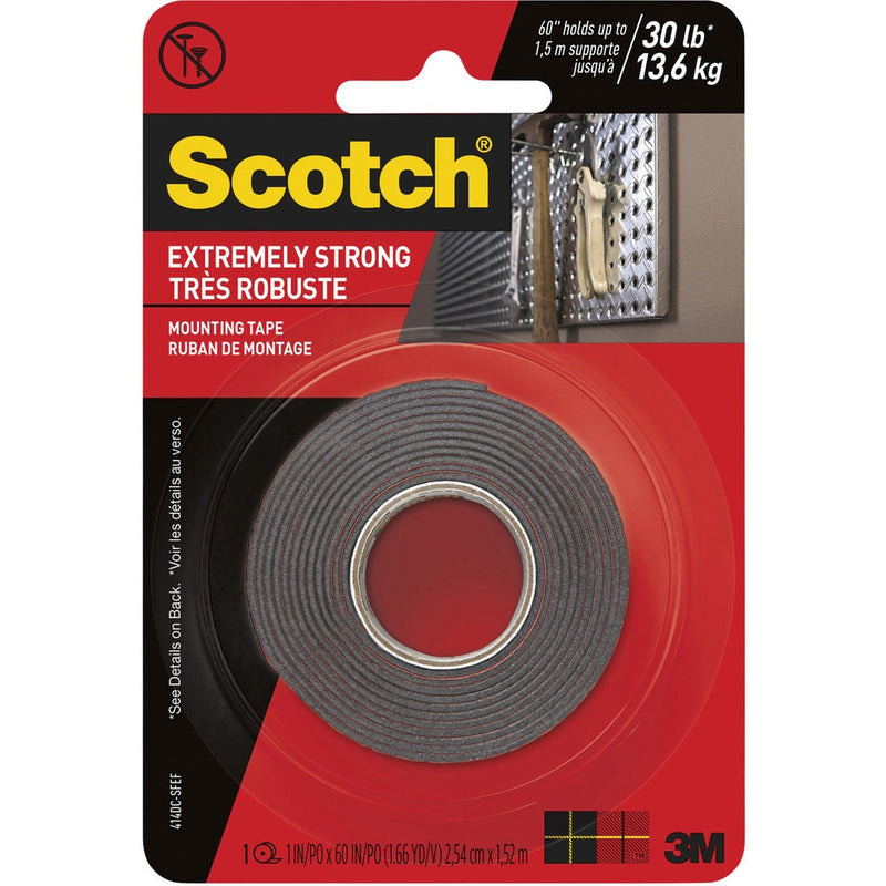 Scotch Extreme Mounting Tape, 1 in X 60 in, Black