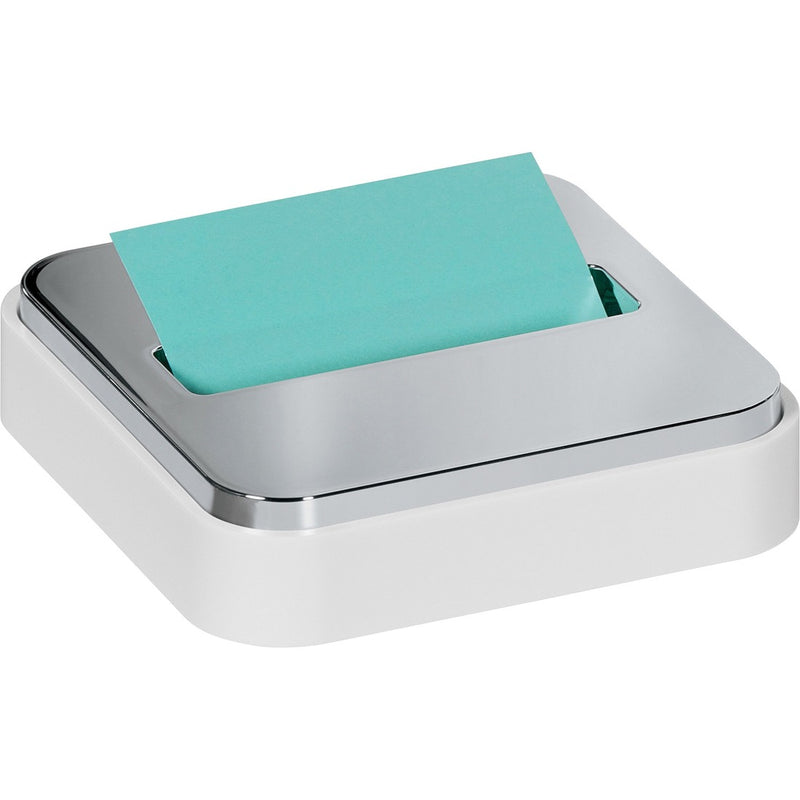 Post-it&reg; Pop-up Notes Dispenser for 3 in x 3 in Notes, White Base with Steel Top