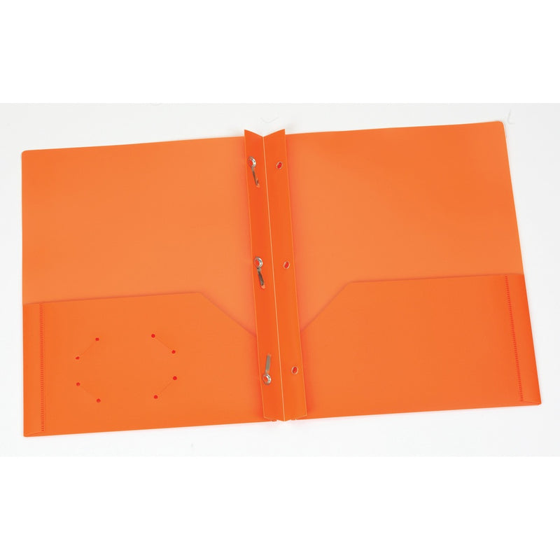 Oxford Orange Two Pocket Poly Portfolio with Prongs