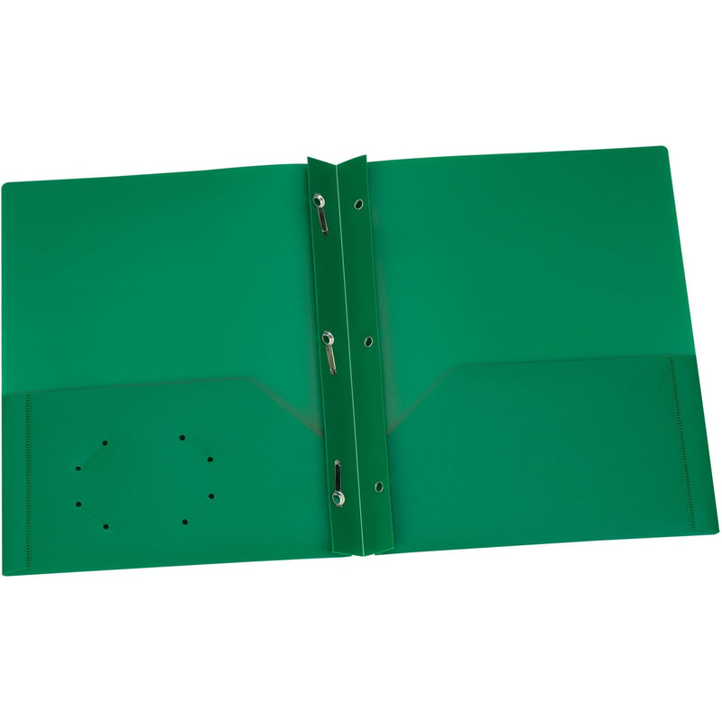 Oxford Green Two Pocket Poly Portfolio with Prongs
