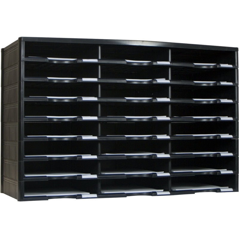 Storex 24 Compartment Literature Sorter, Black