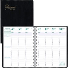 Blueline Timanager&reg; Weekly Planner 2021, (French version) Black