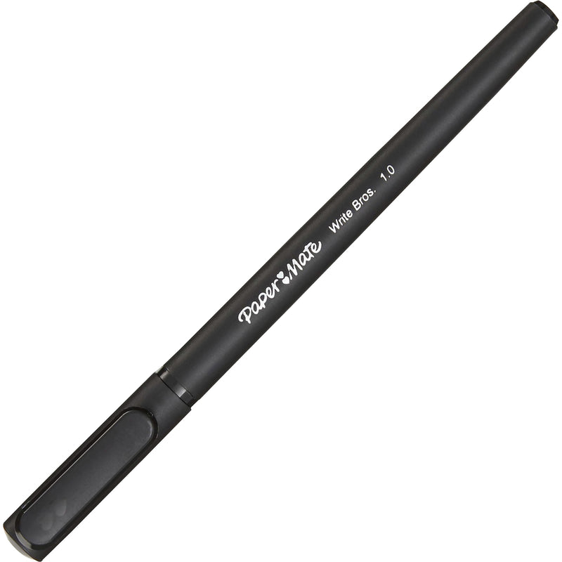 Paper Mate Ballpoint Stick Pens - Medium Pen Point - Black - Black Barrel - 12 / Box