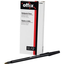 Offix Ballpoint Pen - Medium Pen Point - Black - 12 / Box