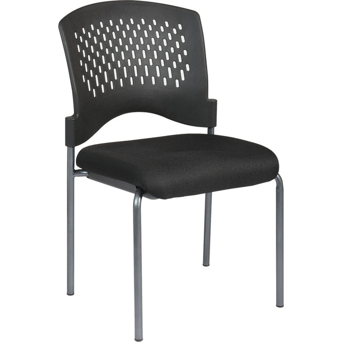 ProLine II Titanium Finish Armless Visitors Chair with Ventilated Plastic Wrap Around Back