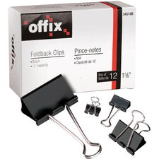 Offix Bulldog Clip - 0.3" Size Capacity - 12 / Box - Steel, Nickel Plated