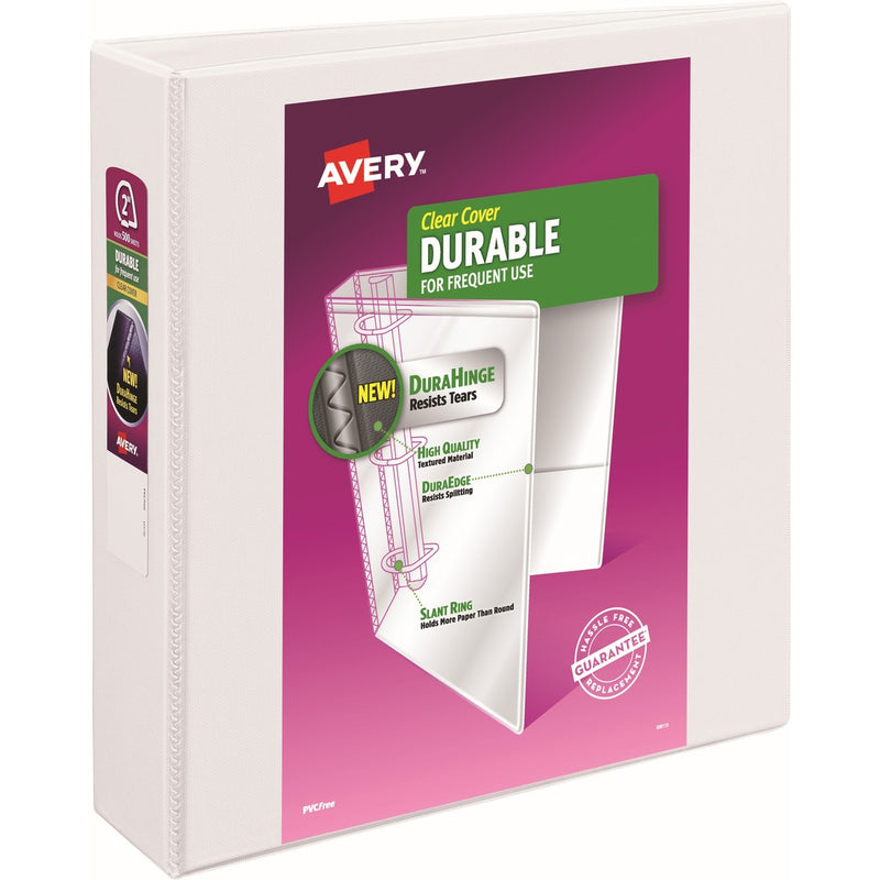 Avery&reg; Durable View 3 Ring Binder, 2" Slant Rings, 1 White Binder