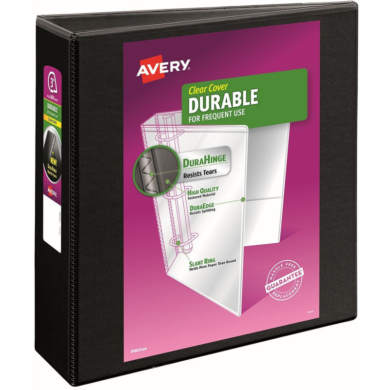 Avery&reg; Durable View 3 Ring Binder, 3" Slant Rings, 1 Black Binder