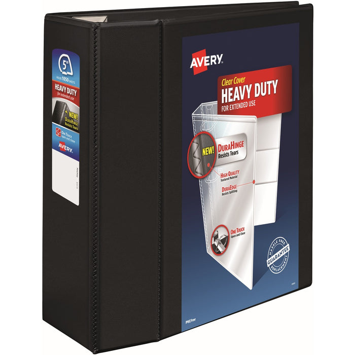 Avery&reg; Heavy-Duty View 3 Ring Binder, 5" One Touch EZD Rings, Black