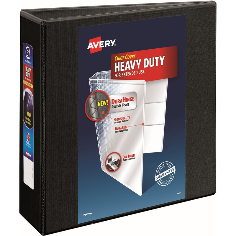 Avery&reg; Heavy-Duty View 3 Ring Binder, 3" One Touch EZD Rings, Black - The Supply Room