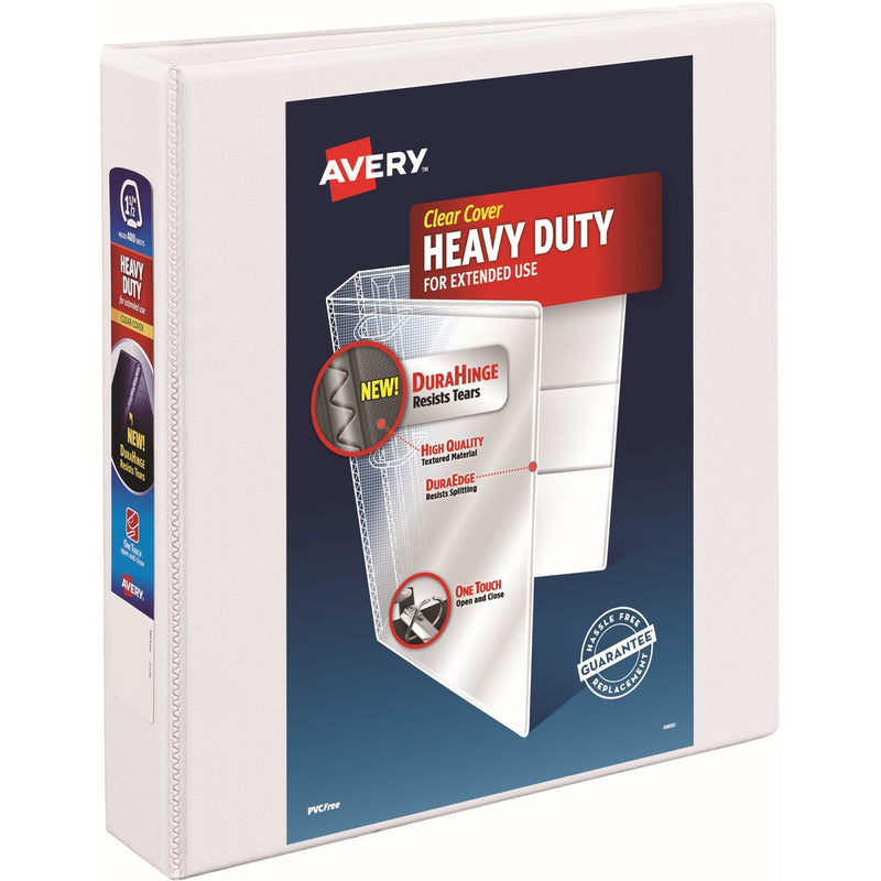 Avery&reg; Heavy-Duty View Binder, 1-1/2" One-Touch Slant Rings, 375-Sheet Capacity, DuraHinge(R), White (79795)