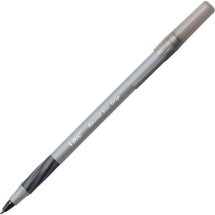 BIC Clic Stic Retractable Ballpoint Pens - Medium Pen Point - Black - White Barrel - 24 / Box