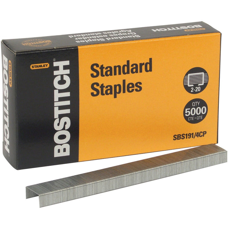 Bostitch 1/4" Standard Premium Staples 5000/box 20sheets capacity