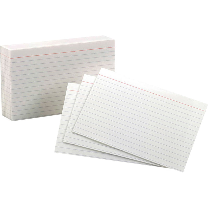 Oxford Ruled Index Cards - 4" x 6" - 85 lb Basis Weight - 100 / Pack - White